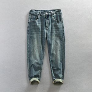 Dżinsy męskie 2023 Spring luźne proste mężczyźni bawełniane mikro-dżinsowe spodnie japońskie retro