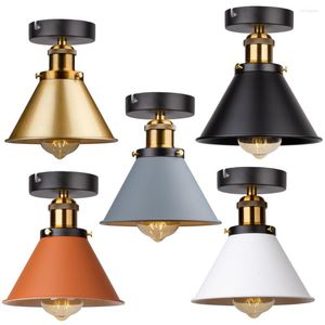 Ceiling Lights Vintage Rustic Semi Flush Mount Light Farmhouse E27 Base Industrial For Hallway Stairway