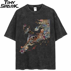 Mens TShirts Mens TShirts Hip Hop Streetwear Washed T Shirt Men Graphic Print Harajuku Tshirt Summer Short Sleeve TShirt Cotton Casual Tops Tees 230517