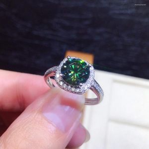 Cluster Rings Advanced Original Men's Ring Moissanite Sparkling 2 Green Diamond High Carbon Luxury Jewelry Regalo di nozze