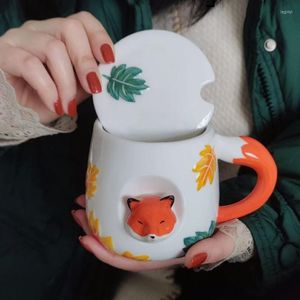 Mugs Handmade Porcelain Tiger Animal Cute Kawaii Cup Kid Children Mug Gift Ceramic Coffee Creative Drinkware