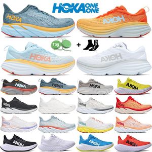 Hoka one one Bondi 8 Carbon X2 Clifton 8s Athletic Shoe Men Women Sports low top Sneakers Fabric Rubber Mesh Amber Yellow Goblin Blue Black White Outdoors trainers
