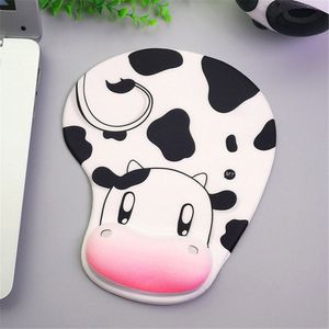 Mouse Pads Wrist Rests Cartoon Cow Mouse Pad Ergonomic Deskpad Kawaii Mouse Pad with Wrist Rest Laptop Computer Desk Mat Anti Slip Desk Table Mat 230518