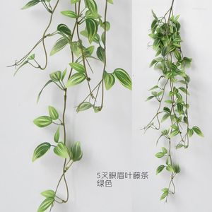 Decorative Flowers Artificial Vine Plants Hanging Ivy Eyebrow Green Leaves Garden Decoration Garland Fake Greenery Plant Home Accessories