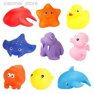 3PSCBath Toys Cute animals swimming water toys for kids soft rubber ducks float squeeze sound squeaky bath toy for baby 0 12 24 months