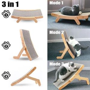 Móveis para gatos Scratchers 3 em 1 placa de madeira de madeira, cama de lounge destacável, arranhando pós -moagem de brinquedos de garra para os produtos para animais de estimação 230517