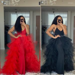 Skirts Asymmetrical Puffy Skirt Tulle Saias 2023 High Low Fluffy Women Red To Party Long Jupe Femme