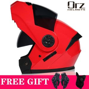 Hełm motocyklowy Hełm wyścigi wyścigi modułowe podwójne soczewki motocross moto moto pełna twarz casco capacete casque z prezentem