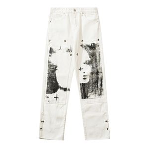 Männer Jeans LACIBLE Ink Splash Denim Hosen Männer Frauen Hip Hop Streetwear Harajuku Vintage Hosen High Street Baggy Weiß 230517