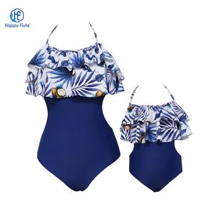 Abiti coordinati per la famiglia HappyFlute Coconut Tree Tracolla stampata Regolabile Costume da bagno intero attillato grande elastico per madre figlia 230518