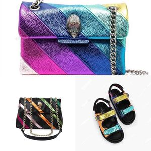 Kurt Geiger Bolsas Londres Kensington Rainbow ombro Bolsas de designer de bolsas de ombro famosas marcas de sacolas coloridas para mulheres 2023