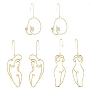 Orecchini pendenti 3 paia Donne Abstract Lady Breast Statement Hook Female Body Boob Jewelry Regalo per San Valentino