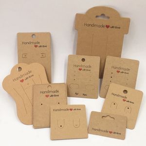 Smyckestativ 50st Kraft White Display Cards Handgjorda DIY Lagringstillbehör Kartong för halsband örhänge Hårnålhängen 230517