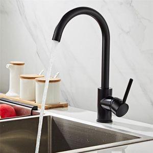 Kitchen Faucets Black Painting 360 Degree Rotation Water Tap Solid Brass Sink And Cold Mixer