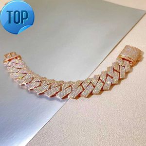 High Quality Hip Hop Bracelet VVS Moissanite Custom Gold Sparkling Rose Gold Jewelry Ice Out Of Cuban Bracelet