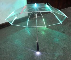 Zagęszczone uchwyt LED LED Clear Parasol Charakterystyczna świetlna nowa nowa nowa urodzinowa prezent deszczowy deszczowy dowód przez przezroczysty parasol Piękne BA07 B23