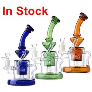 Tornado Recycler Bongs Showerhead Perc Dab Rig Klein Recycler Oil Rigs Green Blue Amber Heavy Base Glass Bong Fab Egg Water Pipe WP308