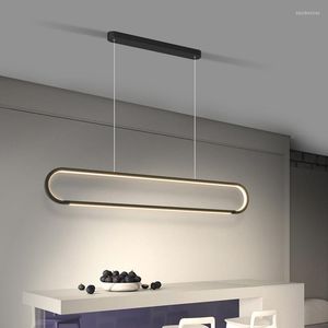 Lampade a sospensione 2023 Luci a LED minimaliste Lampada a sospensione lineare creativa Sala da pranzo Apparecchio a sospensione per bar