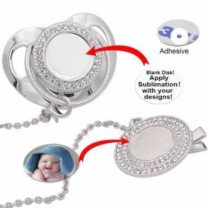 DIY Customize Sublimation Bling Pacifier with Clip Necklace Crystals Party Favor For Baby Keepsake Brithday Gifts