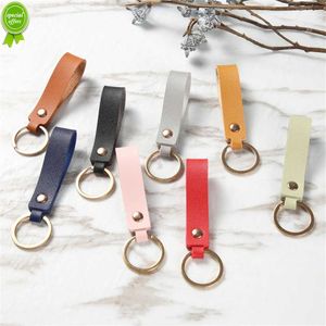 New Retro PU Soft Leather Keychain Simple Design Keyring for Men Women Bag Ornaments Car Key Strap Waist Wallet Business Gift