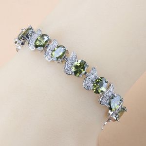 Braccialetti di collegamento 13 colori Accessori da sposa Gioielli per le donne Verde Cubic Zirconia 925 Mark Bracciale femminile Lunghezza regolabile 18 3CM