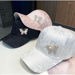 Ball Caps Baseball Cap For Women Hats Fashion Snapback Designer Butterfly Rhinestones Peaked Sun Visors Hip Hop