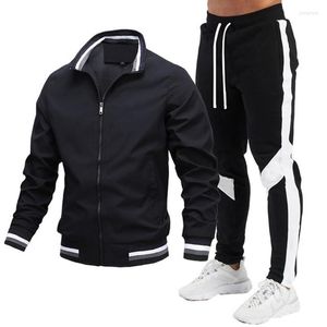 Fatos de treino masculinos 2023 hip hop conjunto masculino de fitness ternos agasalhos com zíper com bolsos e calças primavera outono roupas masculinas