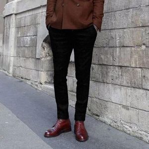 Pants Men's Business Casual Solid Color Ullbyxor Fashion Street Auction Italiensk stil ull mångsidig smal benad capris