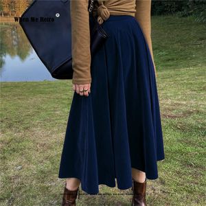 Capris 2022 New Arrival Women Autumn Winter Skirt Black Blue Coffee a Line Retro Vintage Long Midi Velvet SkirtSS0032