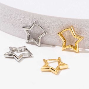 Stud Statement Gold Color Plated Bold Star Hoops Tarnish Resistant For Women Huggies Earring Piercing Accessory Jewelry Gift Z0517
