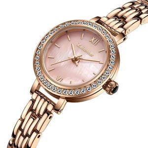 Armbandsur 2023 Simple Women's Watch Light Luxury Diamond-Errusted Trend Ins Wind Automatic Quartz Reloj de Mujer