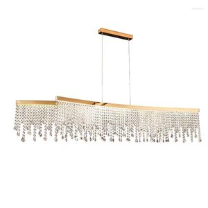 Chandeliers Modern Dining Room Chandelier Suspension Light Fixture Home Decor Luxury Kitchen Island Bar Rectangle Crystal Luster Hang Lamp