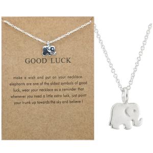 Fashion Luck Elephant Pendant 18k Gold Plated Necklace Woman Alloy South American Womens Choker Silver Mens Necklaces Jewelry with Letters Card Gift