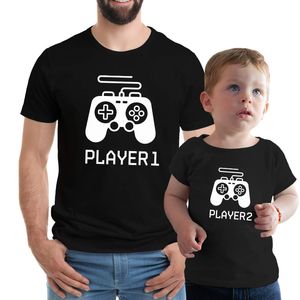 Aile Eşleşen Kıyafetler Oyuncu 1 2 T Shirt Baba Son Kızı Baba Üstler Kısa Kollu Tshirt Baba Bebek Giysileri 230518