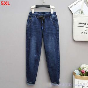 Jeans plus size jeans ladies fat mm elastic waist harem pantaloni sciolti jeans for women 5xl 4xl jeans a vita alta