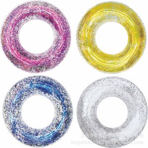 Inflatable Floats tubes Transparent Glitter Pool Foats Swimming Ring Adult Children Inflatable Pool Tube Giant Float Boys Girl Water Fun Toy Swim laps 230518
