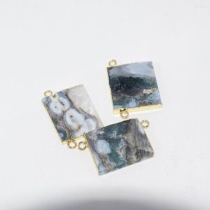 Hänge halsband naturliga agater stenkontakt charms 2023 smycken gör kvinnor tillbehör guld läkning rektangel stor 2 bågar blomma