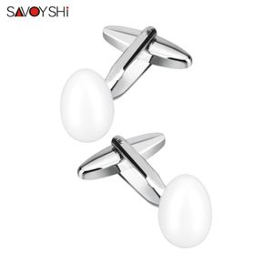 SAVOYSHI White Enamel Egg Cufflinks For Mens Shirt Cuff Buttons Funny Jewelry Free Shipping
