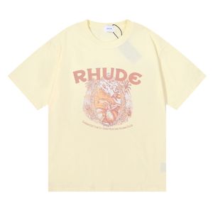 Original Rhude Summer Designer Mens Casual T-shirt Topp Luxury Monogram Tryckt Skjorta Mens och Womens Short Sleeve Fashion T-shirt Skateboard Mens Shirt Trend CN