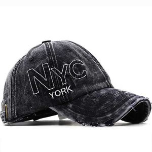 NYC Washed Baseball Cap Nosisz Sunshade Casual Duck Język Baseball Cap Botton Korean Masher Letter Hat