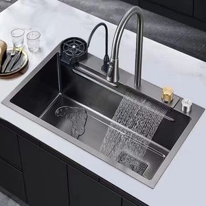 Кухонная раковина из нержавеющей стали Topmount Black Wash Basin Одиночная раковина