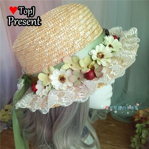 Cappelli a tesa larga Secchiello Lolita cappello di paglia ragazza morbida piccolo fiore fresco giardino giapponese genitore figlio gonna girasole mare cappello cosplay 230517