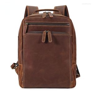 バックパックJonlily Men's本物の革の高容量旅行リュックサックカジュアルスクールバッグラップトップパック通勤Daybag -KG1087