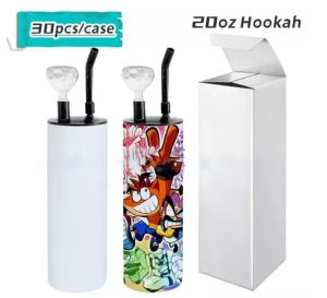 15oz 20oz Sublimation Hookah Tumbler with Smoking Pipe lid Sublimation Smoking Tumbler Stainless Steel Straight Tumbler FY5227