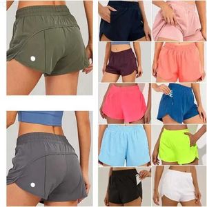 Ny mode Lulus Yoga Shorts Womens Yoga Outfits High midjeshorts tränar korta byxor Fitness Wear Girls Running Active Elastic ADH