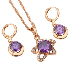 Necklace Earrings Set & Charming Brand Gold Color Fashion Crystal Health Nickel Lead Free JS217A