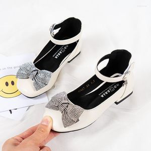 Flache Schuhe Frühling und Herbst Mädchen Leder Kinder Prinzessin Strass Bowtie Flats Leistung 26-36