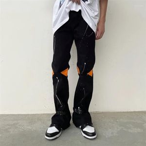 Men's Pants High Street Black Jeans Men Cargo Women American Hip-Hop Loose Trousers Streetwear Spring Autumn Patchwork Pantalones