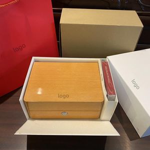 Watch Boxes & Cases Factory Directly Supplied Luxury Wooden OMG Box Yellow Packing With Papers Card Can Customization WatcheWatch CasesWatch