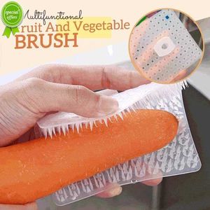 Nouveau multifonctionnel brosse à fruits et légumes de qualité alimentaire brosse en silicone pomme de terre carotte nettoyant cuisine fruits outil de nettoyage accessoire